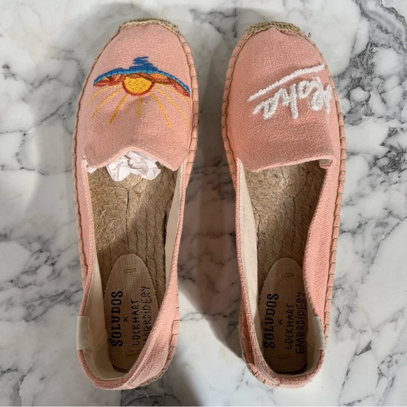 Anthropologie Soludos X Lockhart Embroidered aloha sun espadrille platform 8.5 - Picture 11 of 12